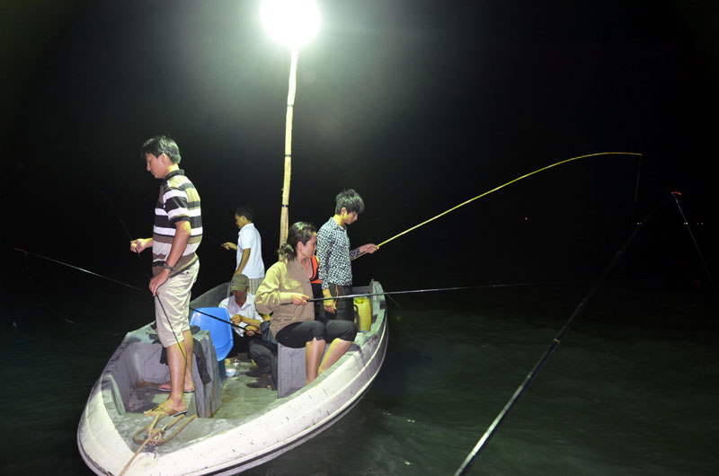 Night squid fishing in halong bay
